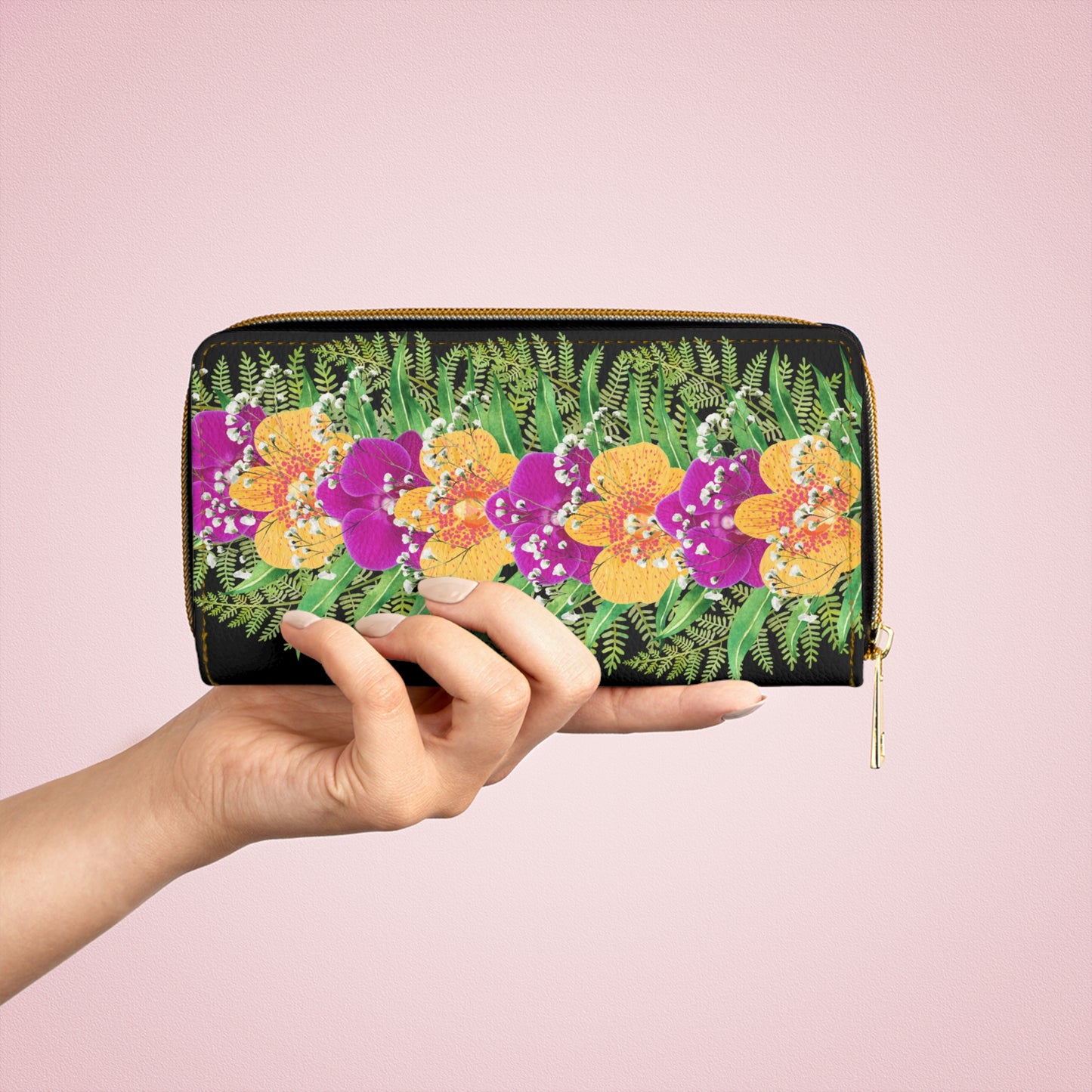 Assorted Orchid Design-Zippered Wallet