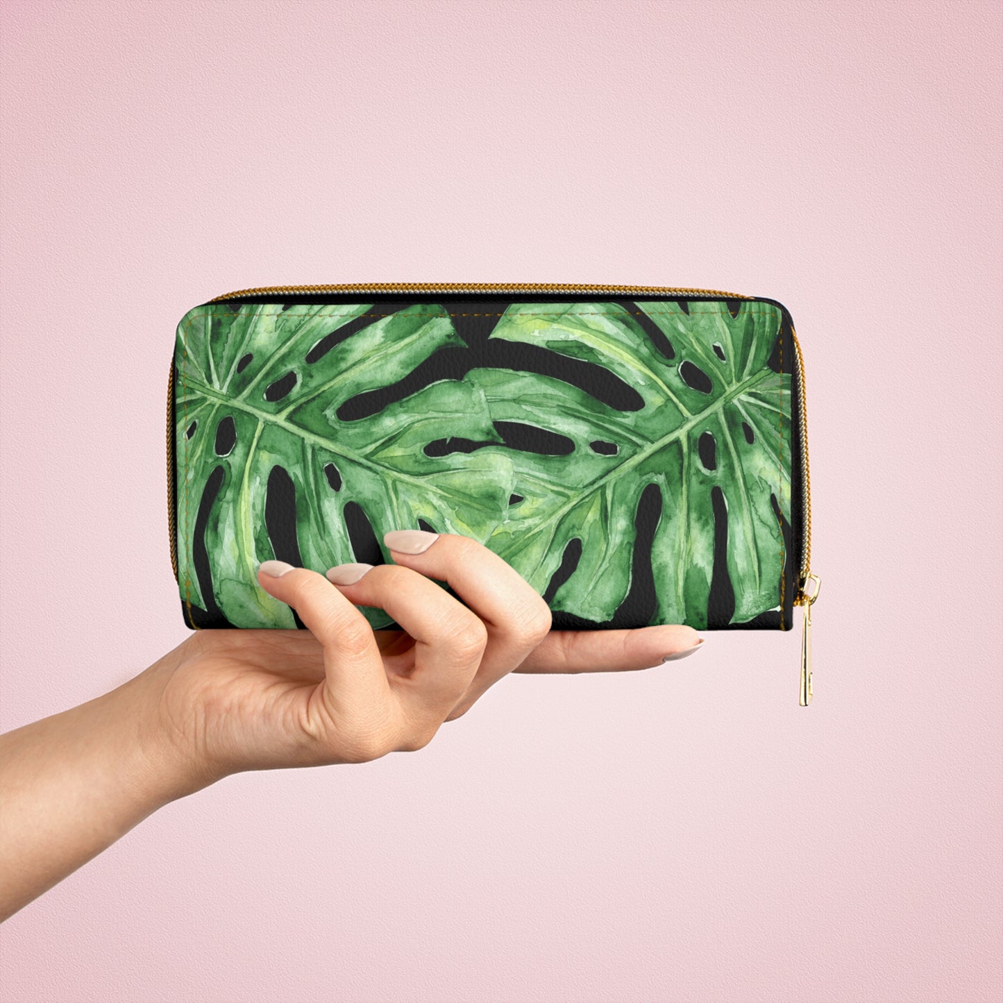 Monstera Design- Zippered Wallet