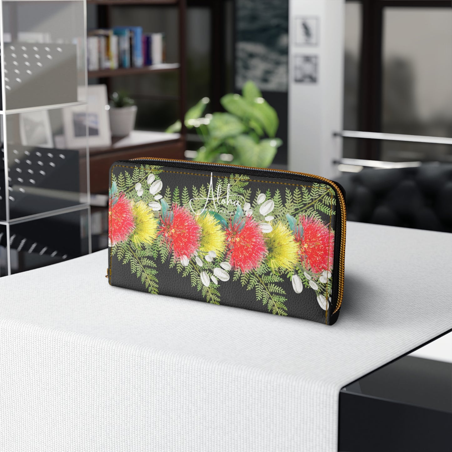 Assorted Lehua Blossoms-Zippered Wallet