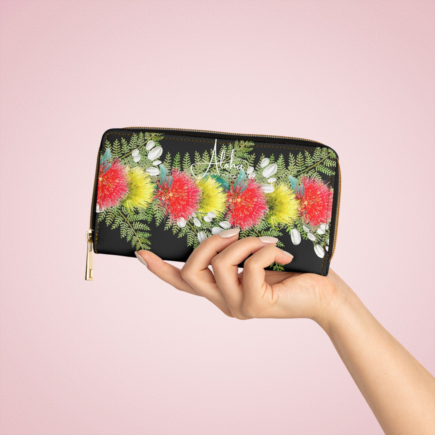 Assorted Lehua Blossoms-Zippered Wallet