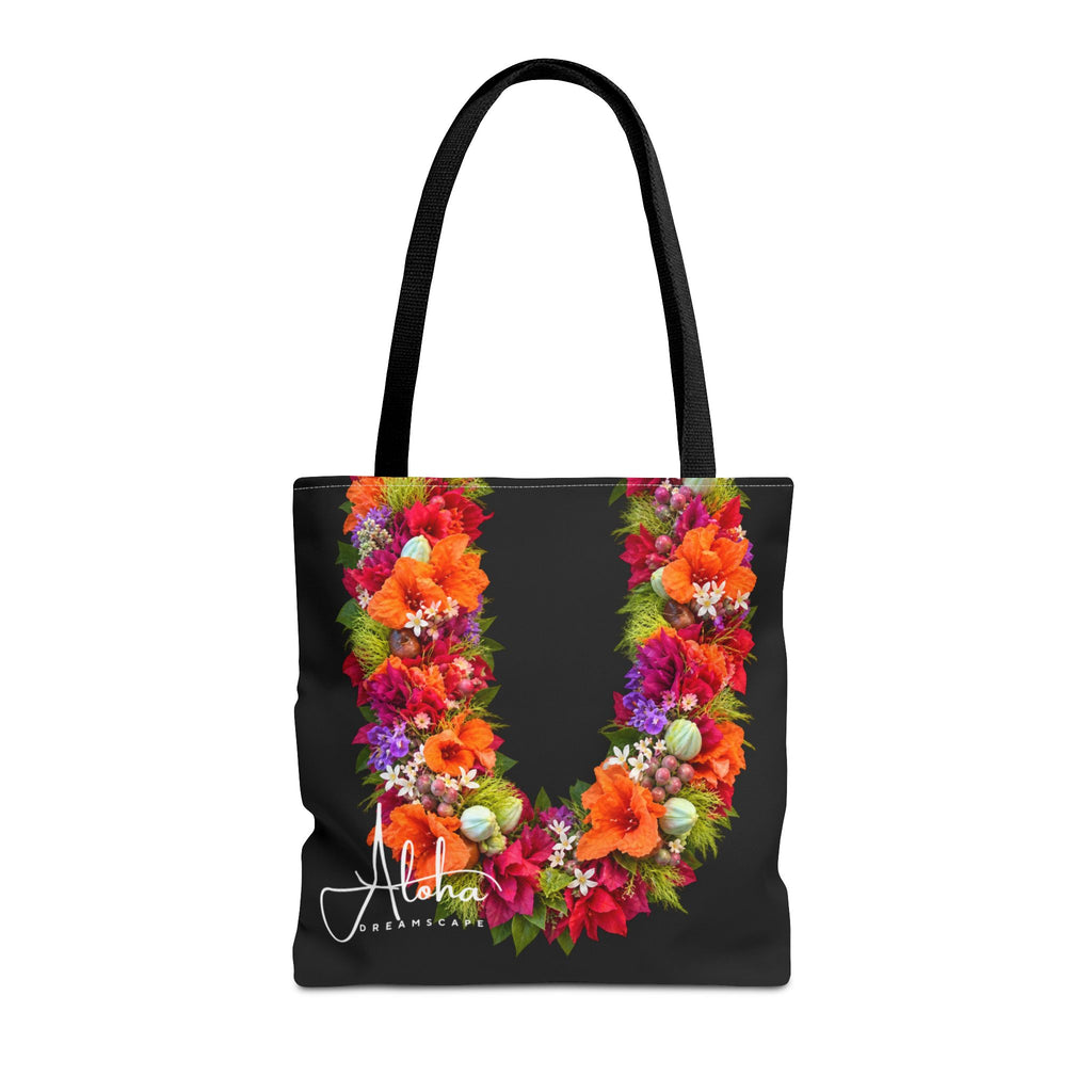 Tropical Glow Lei Tote Bag – Orange & Pink Hawaiian Floral Design