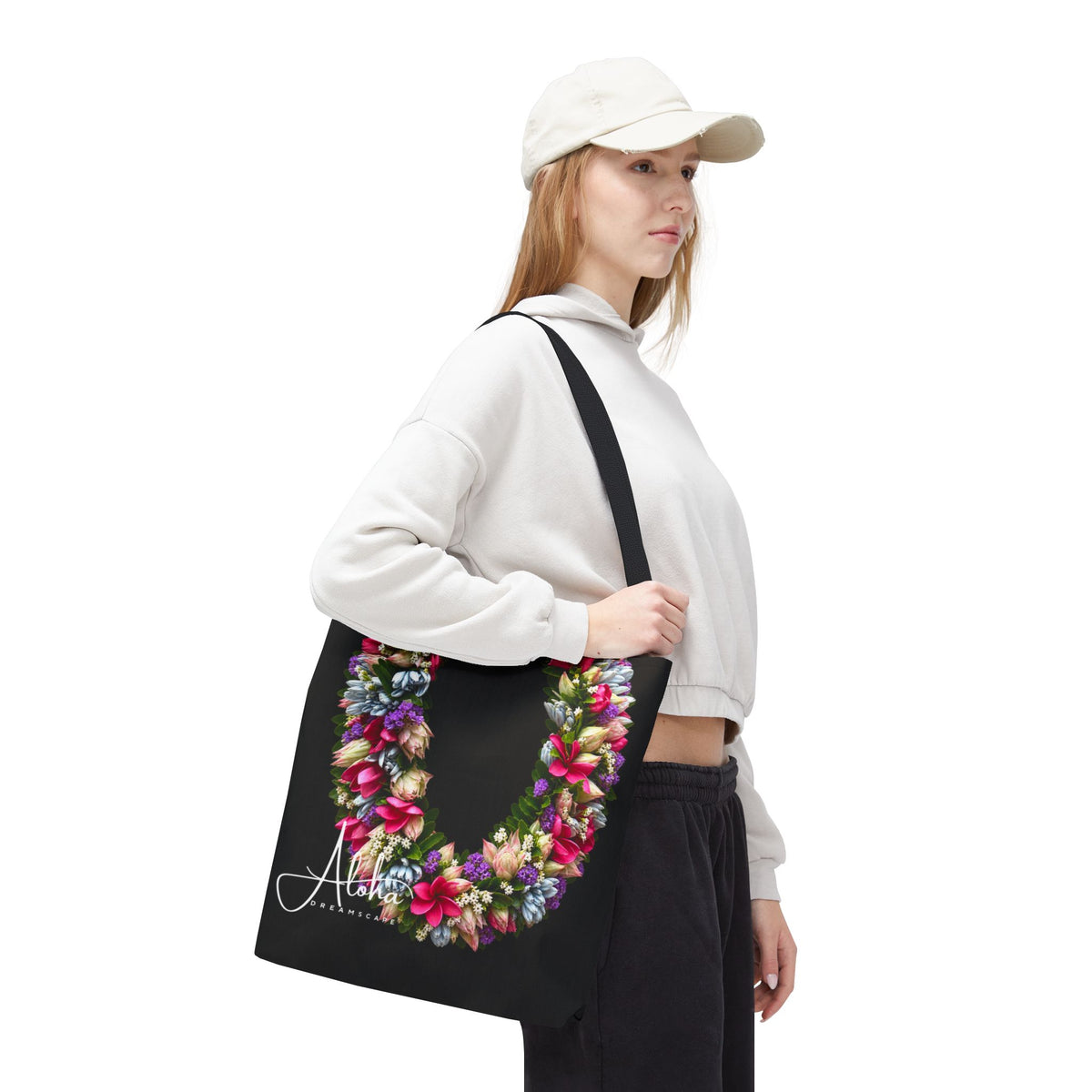 Island Bloom Hawaiian Lei Tote Bag – Protea, Plumeria, Statice & Fern
