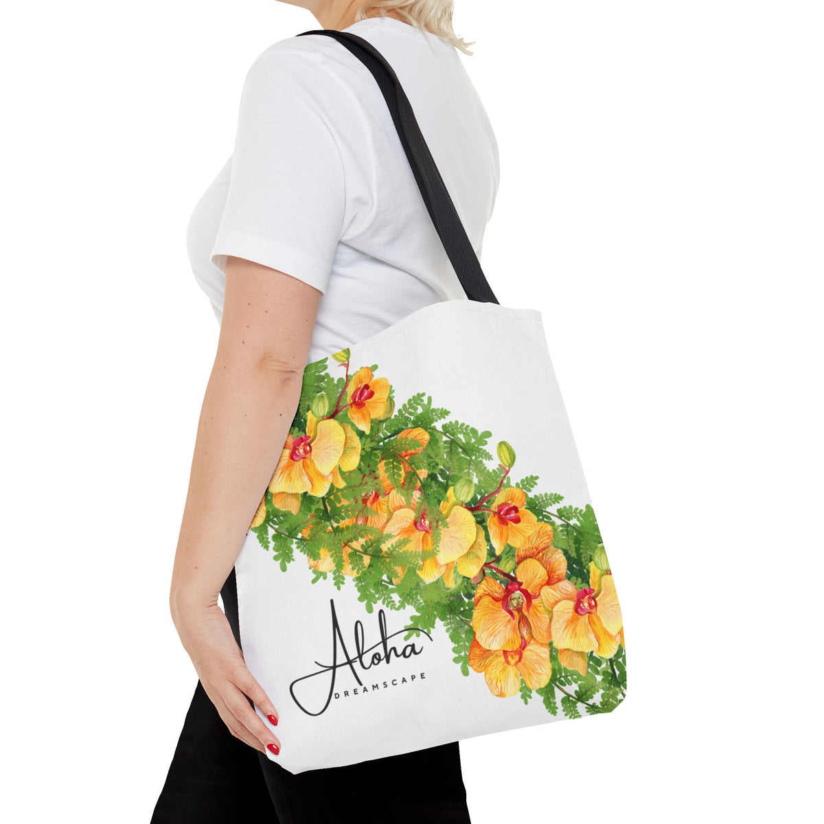 Hawaiian Orchid & Fern Tote Bag | Tropical Floral Beach Bag | Botanical Market Tote | Aloha Dreamscape Reusable Tote