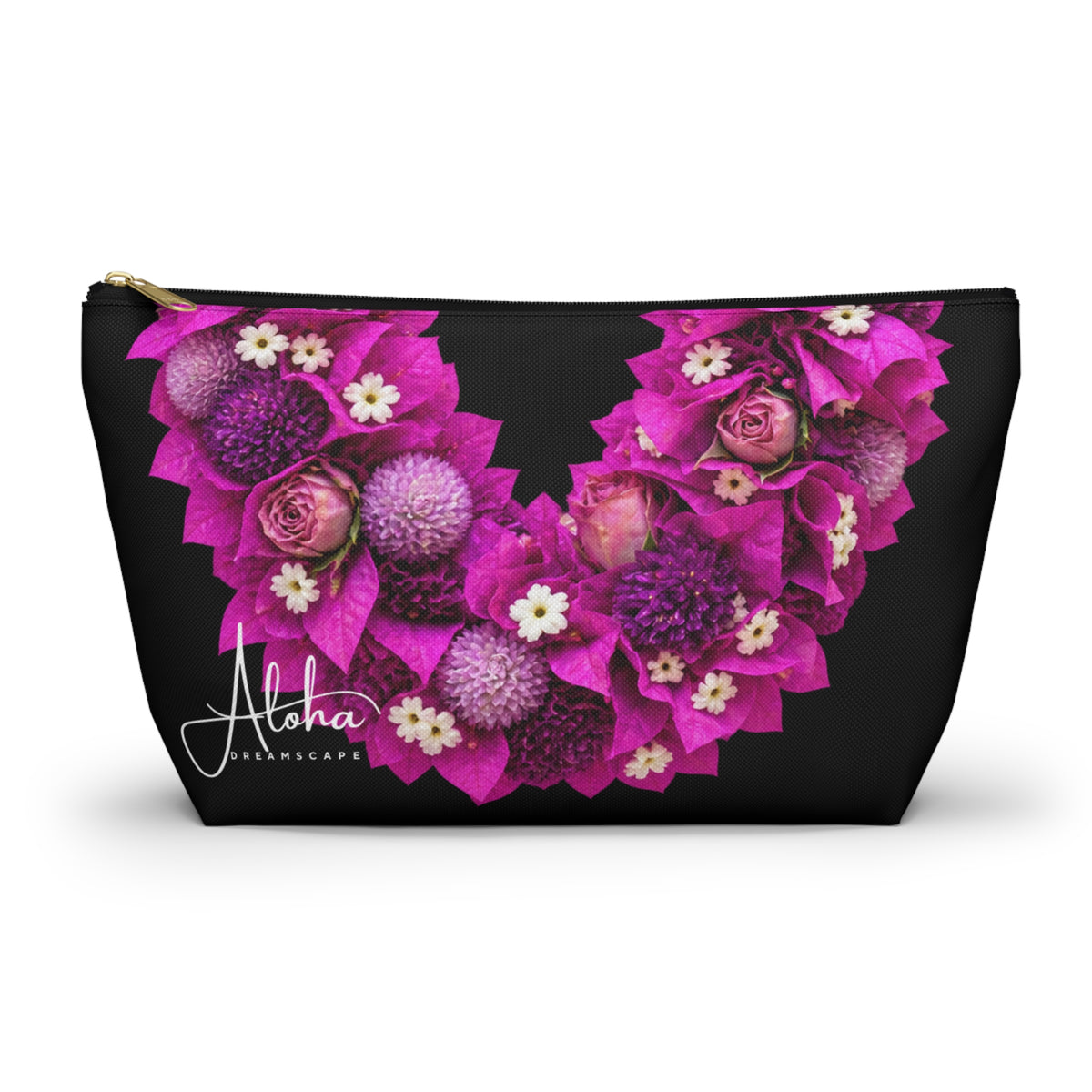 Bougainvillea Lei Zip Pouch, Hawaiian Bozu Loke Makeup Bag