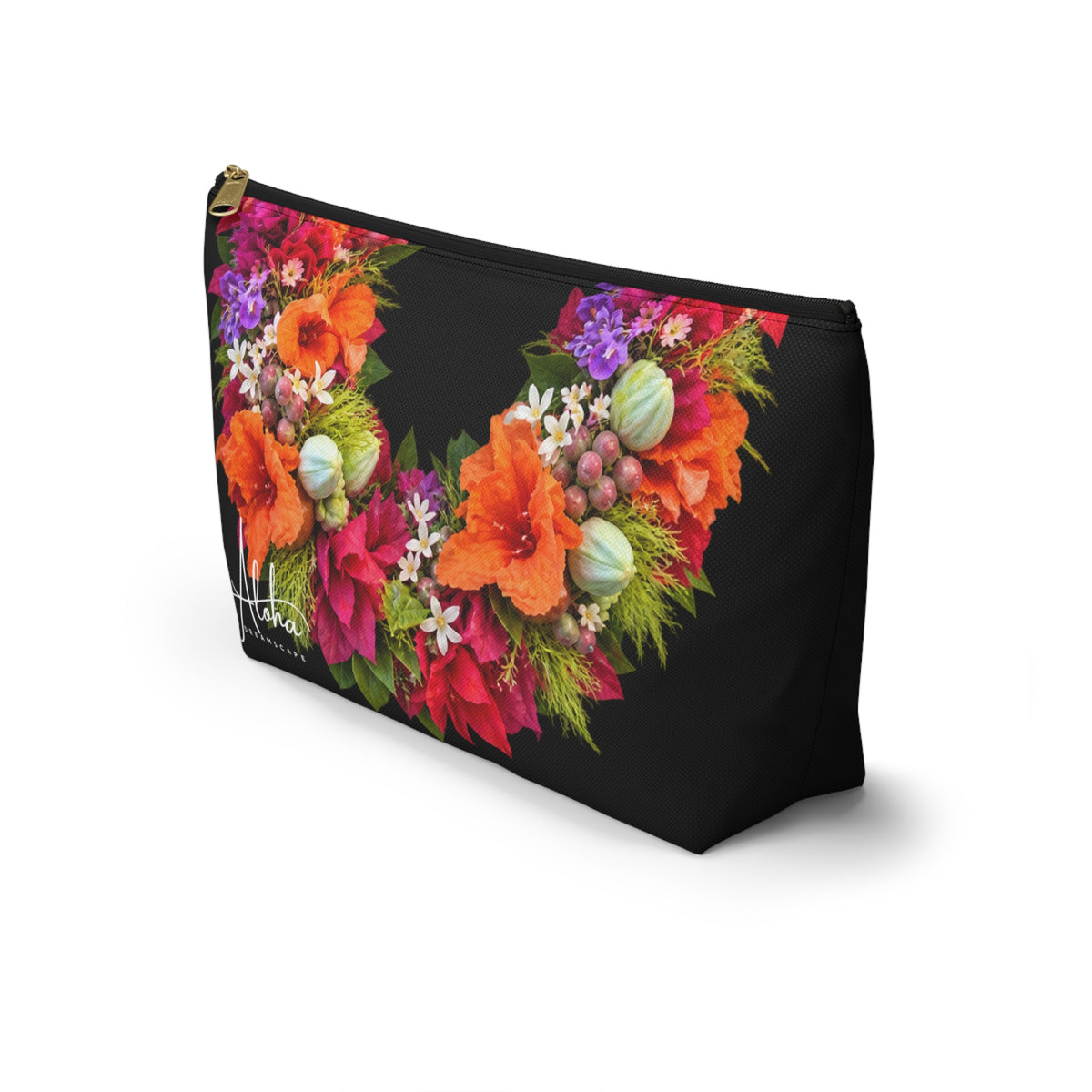 Hawaiian Assorted Flower Zip Pouch, Tropical Floral Pouch