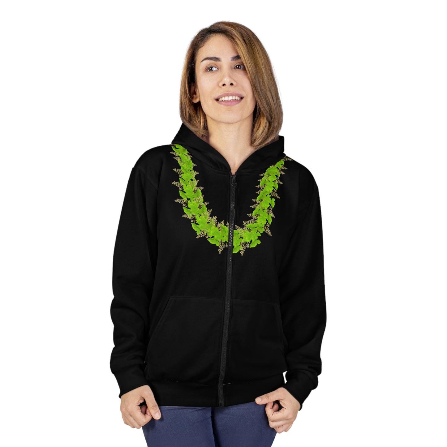 Kukui Leaves Lei-Unisex Zip Hoodie