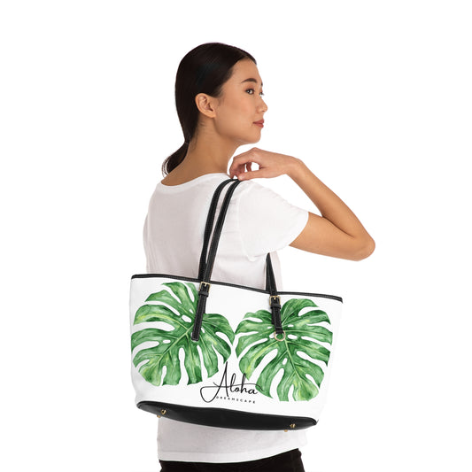Monstera-Zippered Shoulder Bag