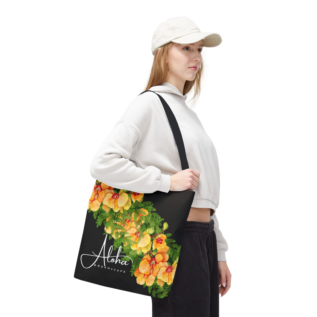 Hawaiian Orchid & Fern Tote Bag | Tropical Floral Beach Bag | Botanical Market Tote | Aloha Dreamscape Reusable Tote