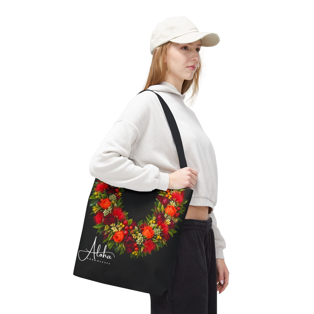 Assorted flower lei| Tropical Floral Beach Bag | Botanical Market Tote | Aloha Dreamscape Reusable Tote