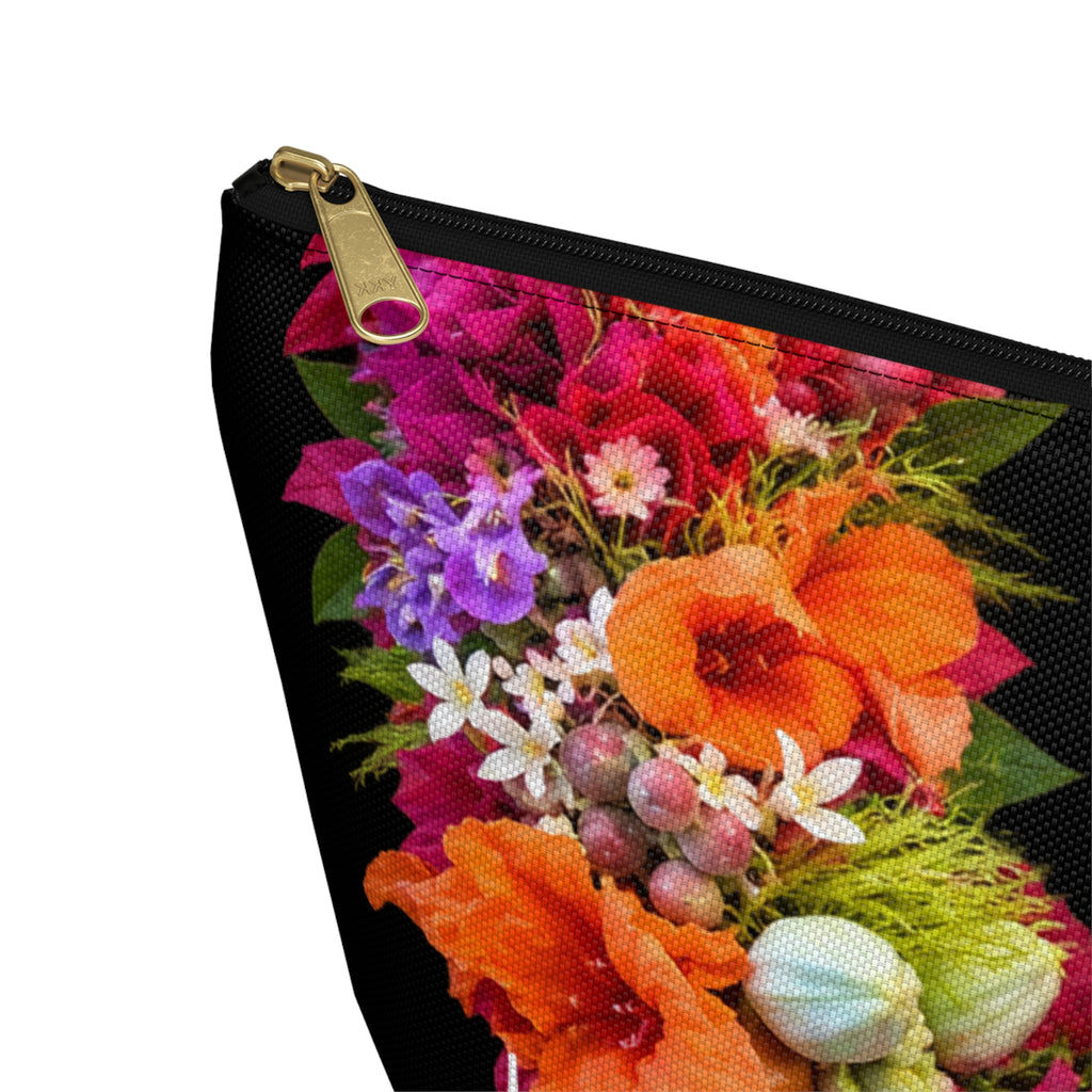 Hawaiian Assorted Flower Zip Pouch, Tropical Floral Pouch