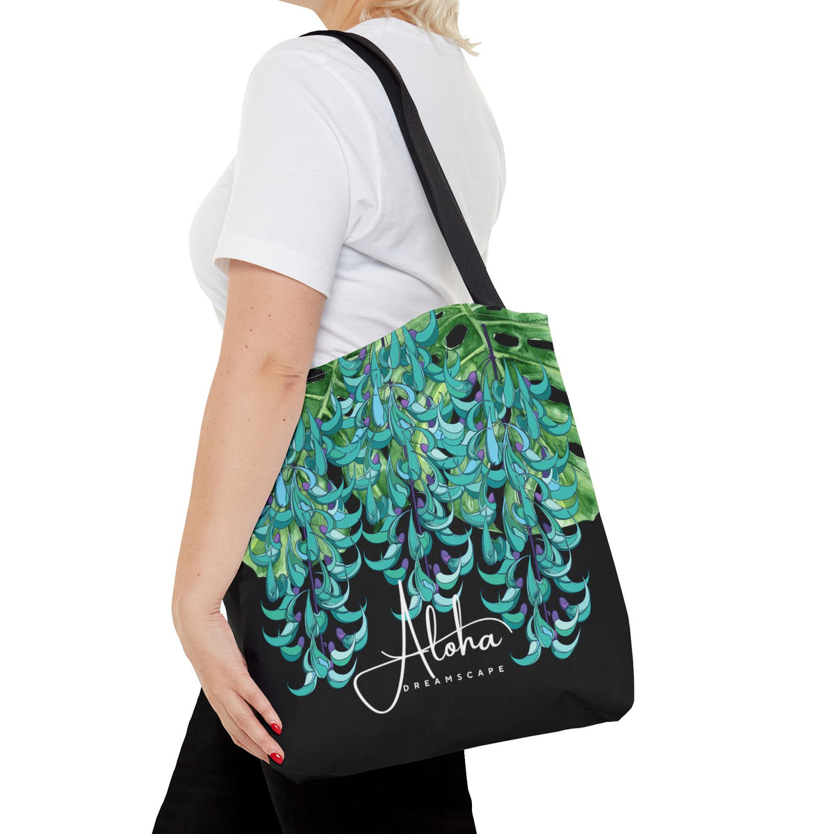 Jade Vine & Monstera Tote Bag | Aloha Dreamscape Tote Bag | Tropical Botanical Hawaiian Market Bag | Island Style Reusable Tote