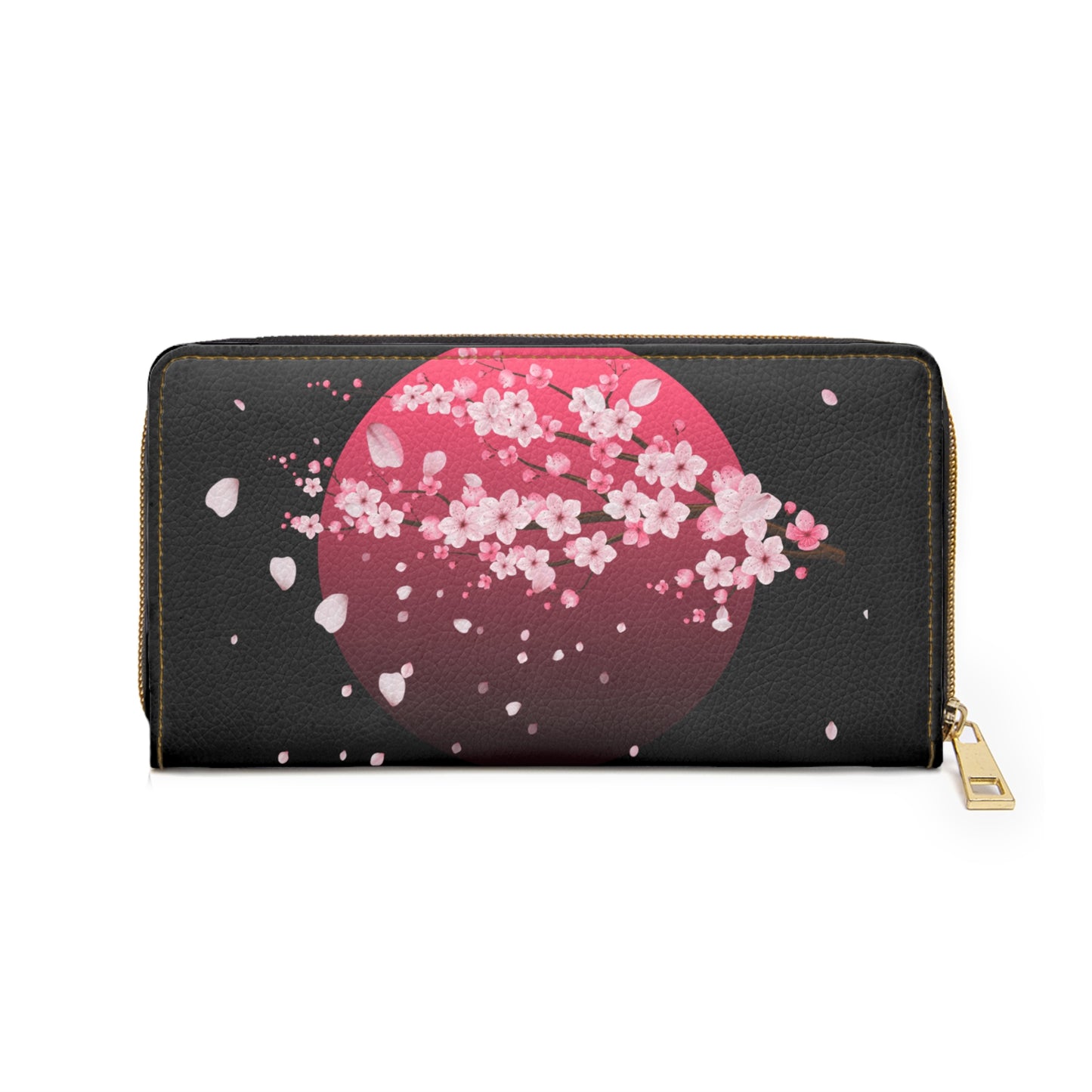 Cranes with Cherry Blossom Design-Zippered Wallet