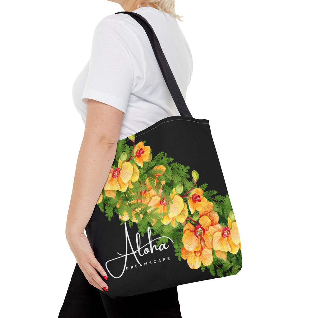 Hawaiian Orchid & Fern Tote Bag | Tropical Floral Beach Bag | Botanical Market Tote | Aloha Dreamscape Reusable Tote