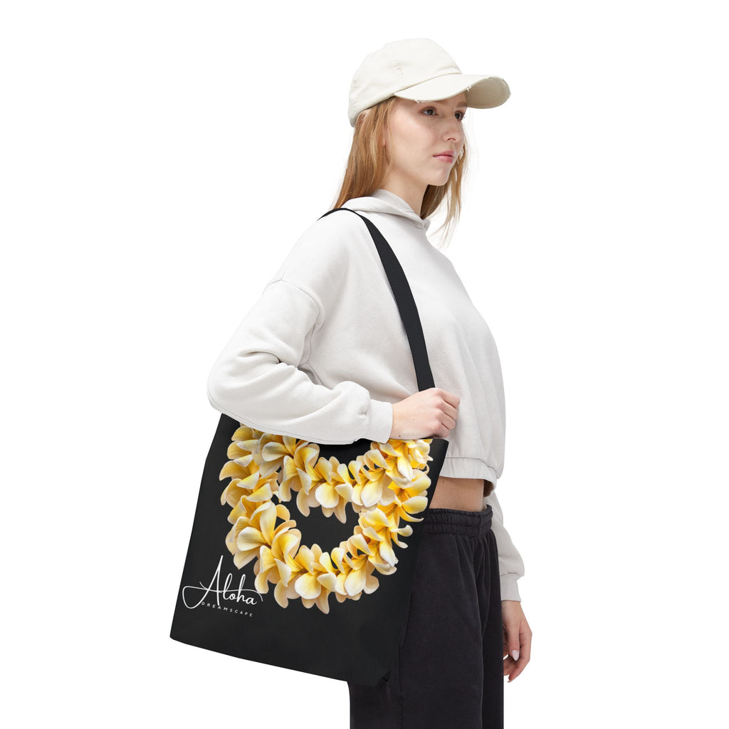 Plumeria Lei-Tote Bag | Tropical Floral Canvas Tote