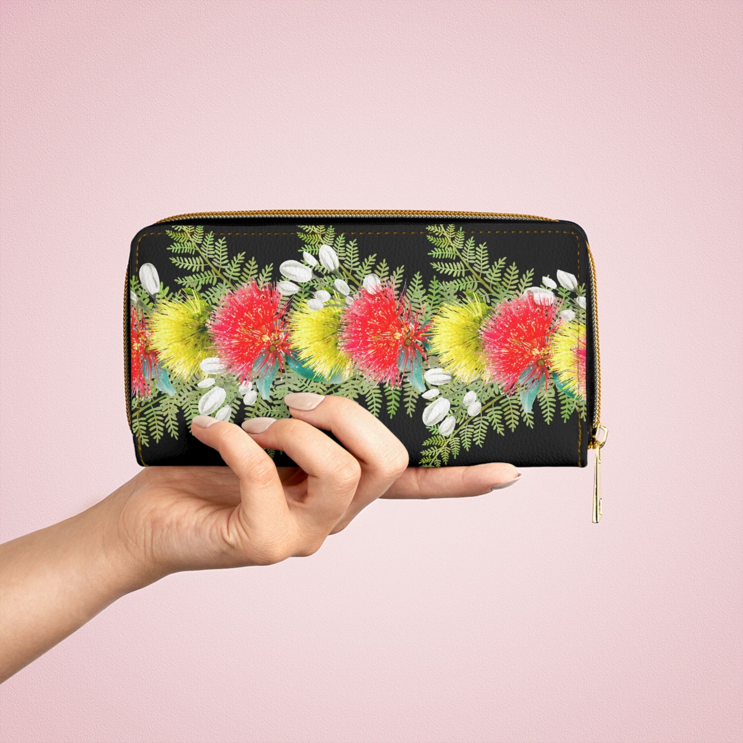 Assorted Lehua Blossoms-Zippered Wallet