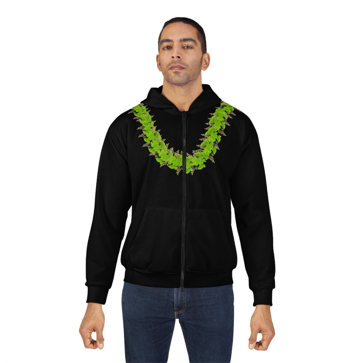 Kukui Leaves Lei-Unisex Zip Hoodie
