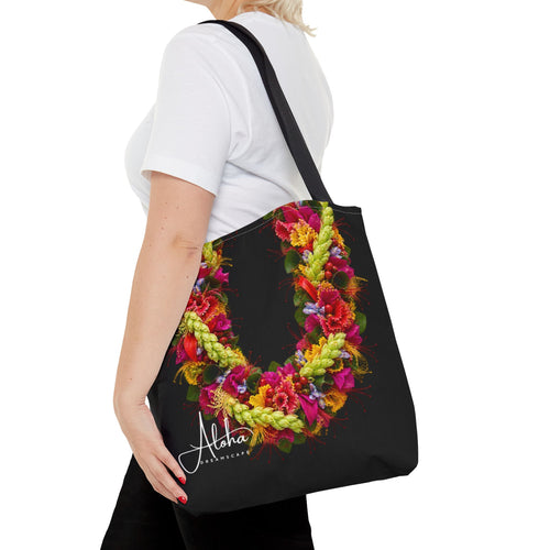 Flower lei| Tropical Floral Beach Bag | Botanical Market Tote | Aloha Dreamscape Reusable Tote
