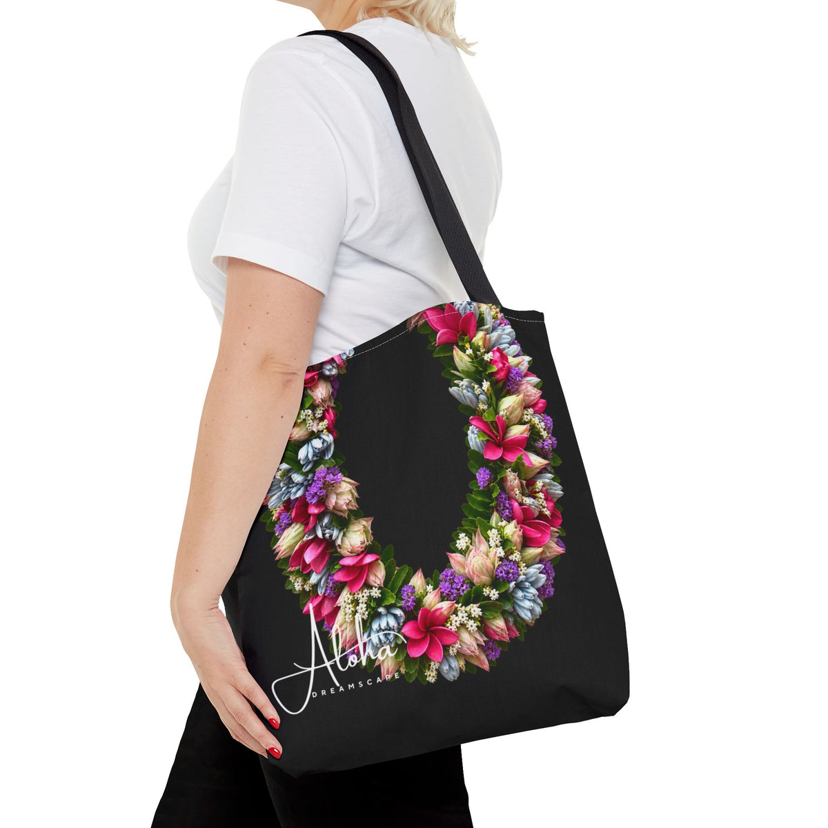 Island Bloom Hawaiian Lei Tote Bag – Protea, Plumeria, Statice & Fern