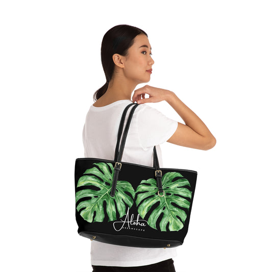 Monstera-Zippered Shoulder Bag