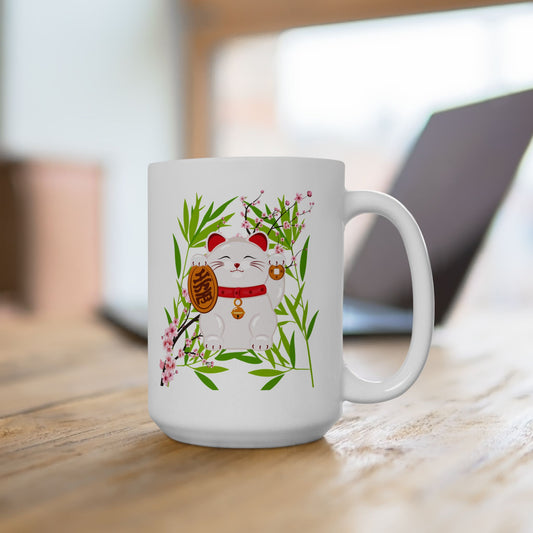 Good Luck Neko Cat-Ceramic Mug 15oz