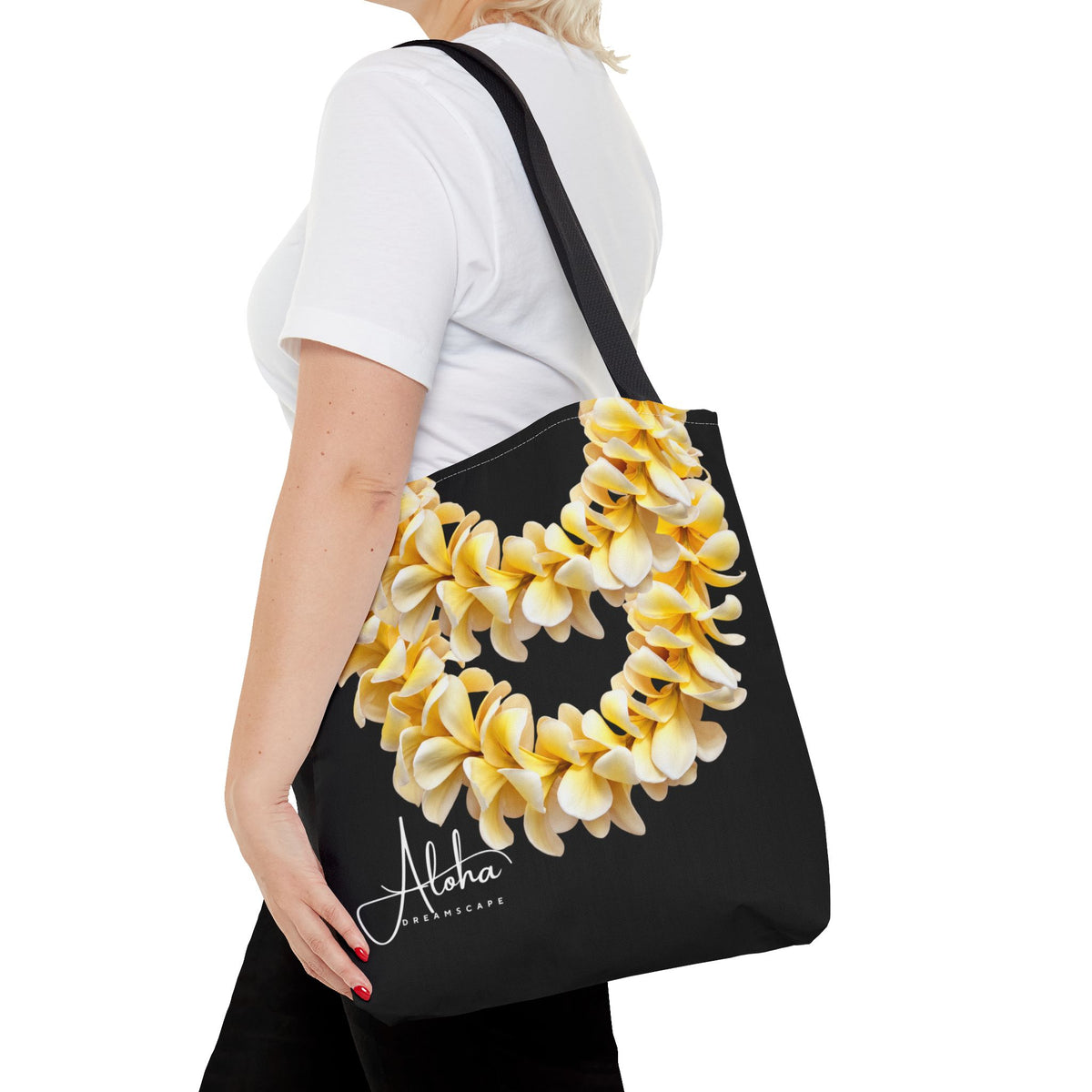 Plumeria Lei-Tote Bag | Tropical Floral Canvas Tote