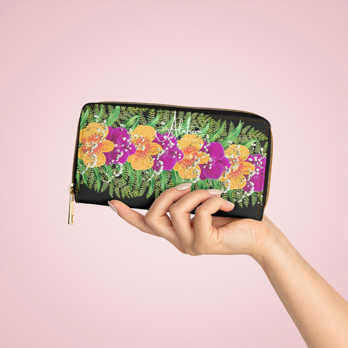 Assorted Orchid Design-Zippered Wallet