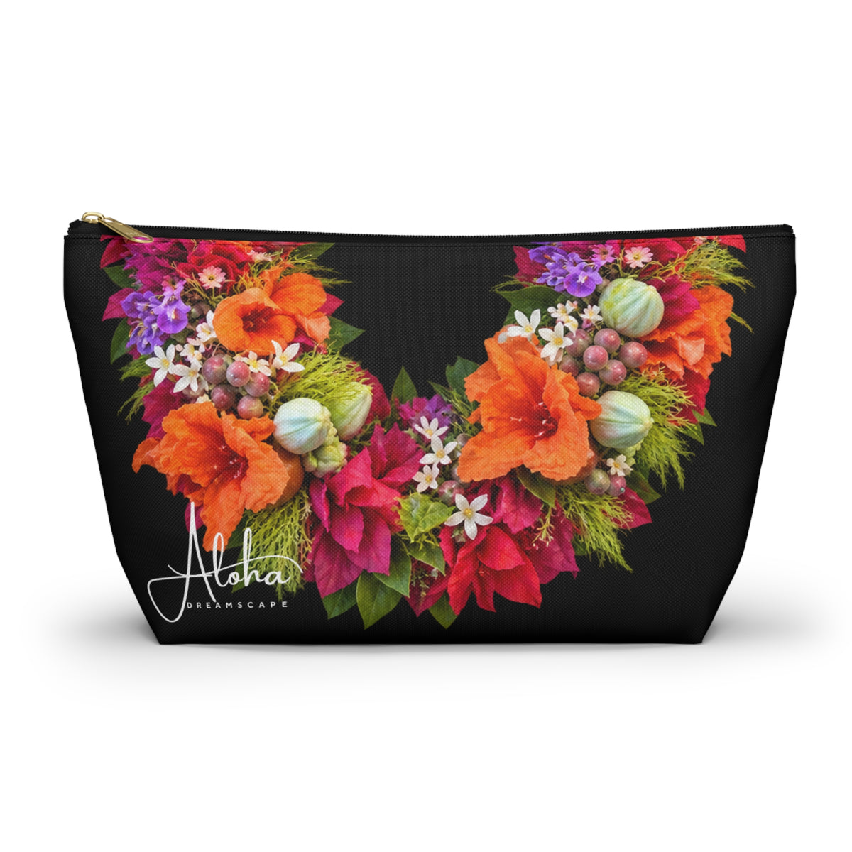 Hawaiian Assorted Flower Zip Pouch, Tropical Floral Pouch