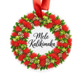 Mele Kalikimaka Ohia Lehua Christmas Ornament, Hawaiian Ohia Lehua Lei Holiday Decor, Acrylic Ornament with Ribbon